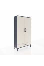 Arges Dolap 4 Raflı Tek Çekmeceli 2 Kapaklı 88x30x163 Antrasit-Aytaşı