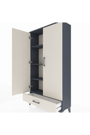 Arges Dolap 4 Raflı Tek Çekmeceli 2 Kapaklı 88x30x163 Antrasit-Aytaşı