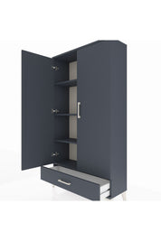 Arges Dolap 4 Raflı Tek Çekmeceli 2 Kapaklı 88x30x163 Antrasit-Antrasit