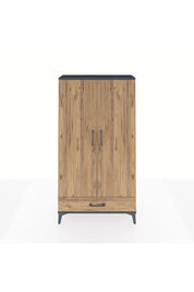 Arges Dolap 4 Raflı Tek Çekmeceli 2 Kapaklı 88x30x163 Antrasit-Çam