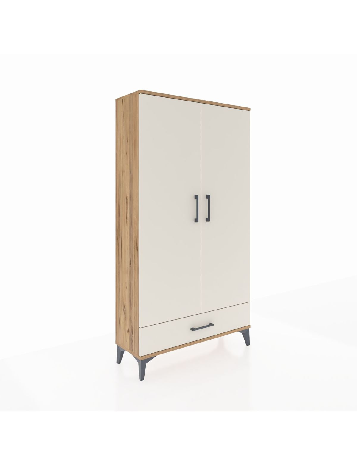 Arges Dolap 4 Raflı Tek Çekmeceli 2 Kapaklı 88x30x163 Çam-Aytaşı