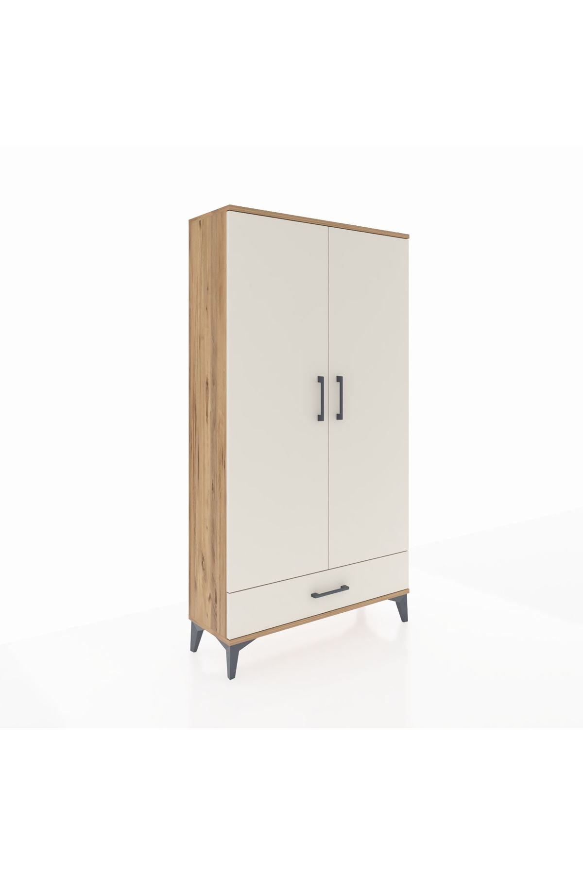 Arges Dolap 4 Raflı Tek Çekmeceli 2 Kapaklı 88x30x163 Çam-Aytaşı