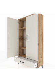 Arges Dolap 4 Raflı Tek Çekmeceli 2 Kapaklı 88x30x163 Çam-Aytaşı