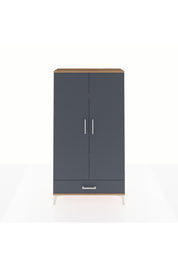 Arges Dolap 4 Raflı Tek Çekmeceli 2 Kapaklı 88x30x163 Çam-Antrasit