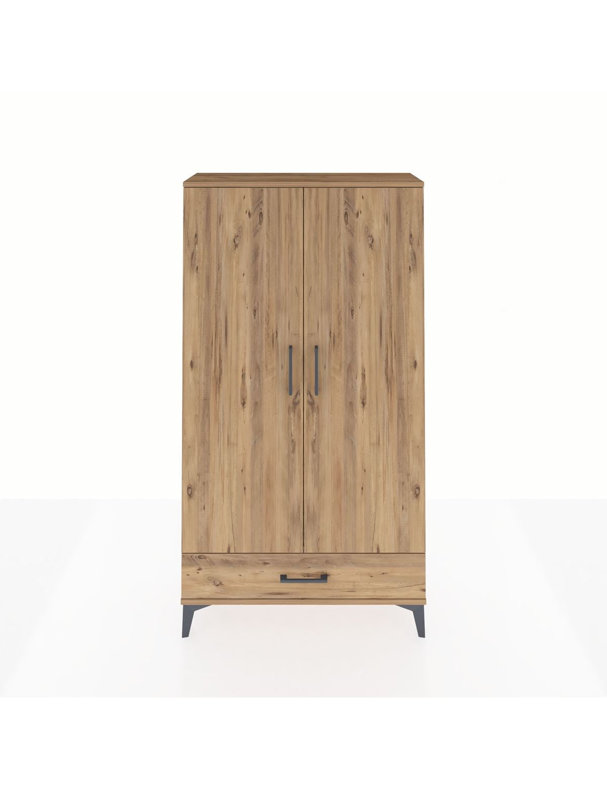 Arges Dolap 4 Raflı Tek Çekmeceli 2 Kapaklı 88x30x163 Çam-Çam