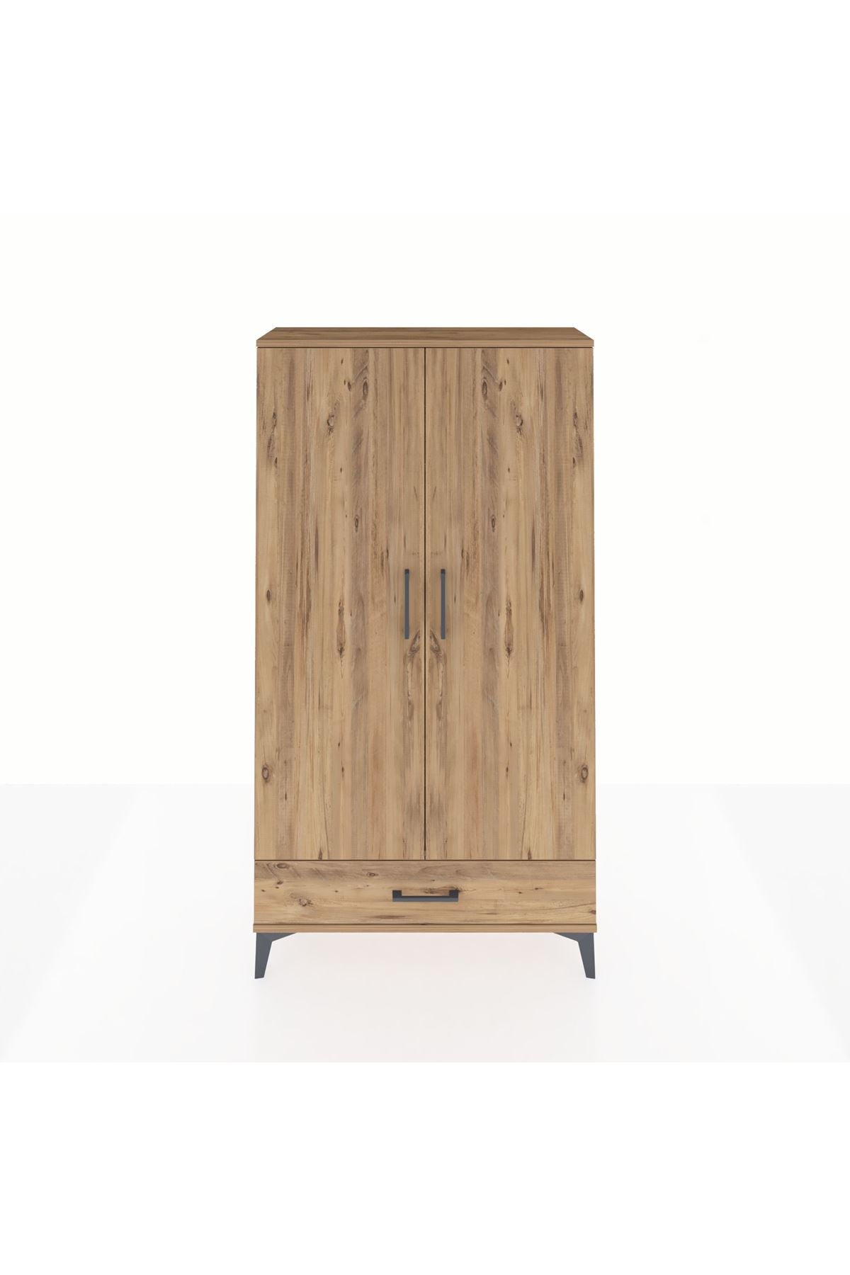 Arges Dolap 4 Raflı Tek Çekmeceli 2 Kapaklı 88x30x163 Çam-Çam