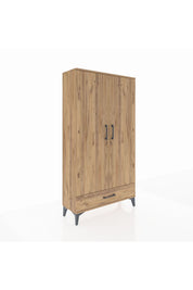 Arges Dolap 4 Raflı Tek Çekmeceli 2 Kapaklı 88x30x163 Çam-Çam