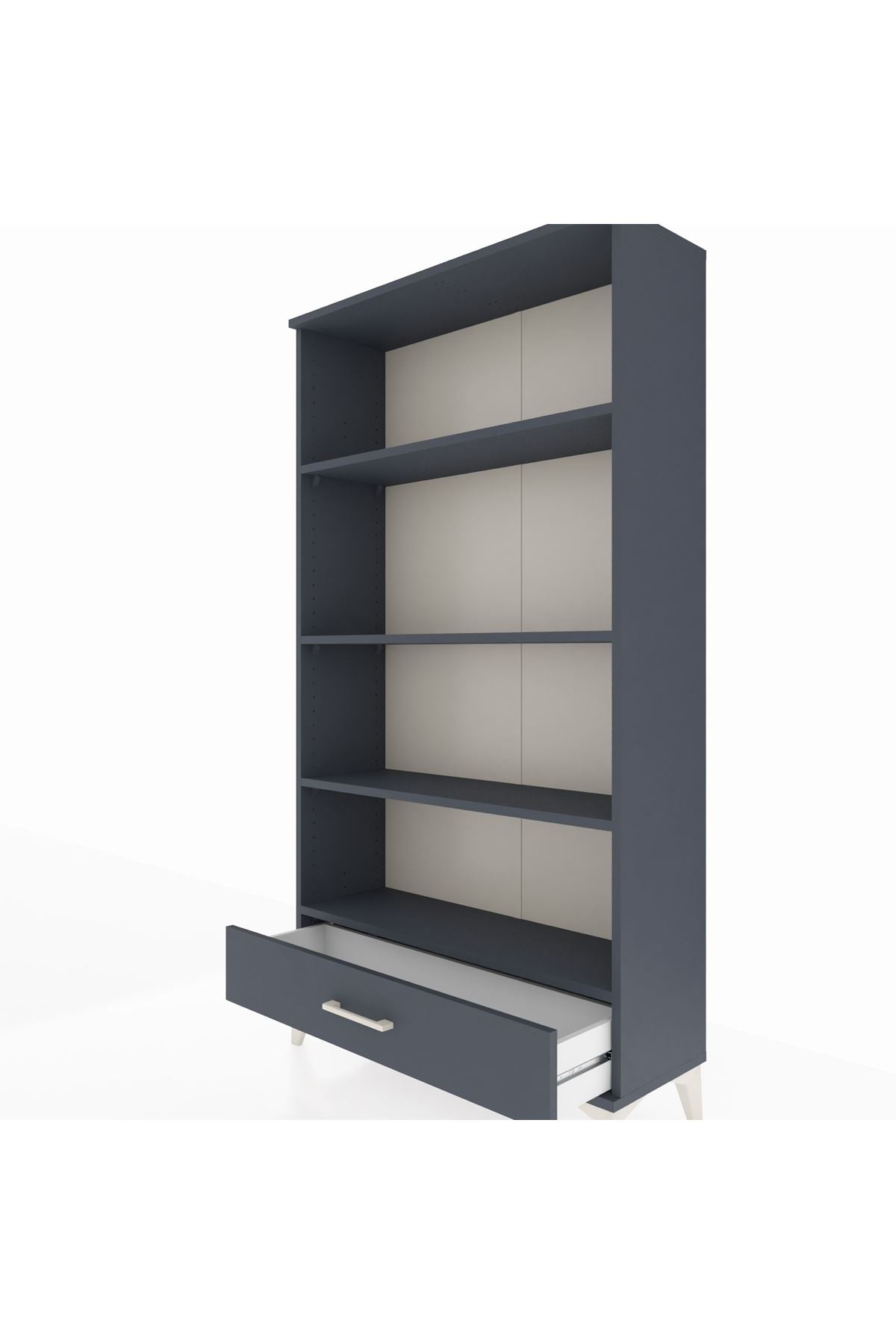 Arges Dolap 4 Raflı Tek Çekmeceli 88x30x163 Antrasit-Antrasit