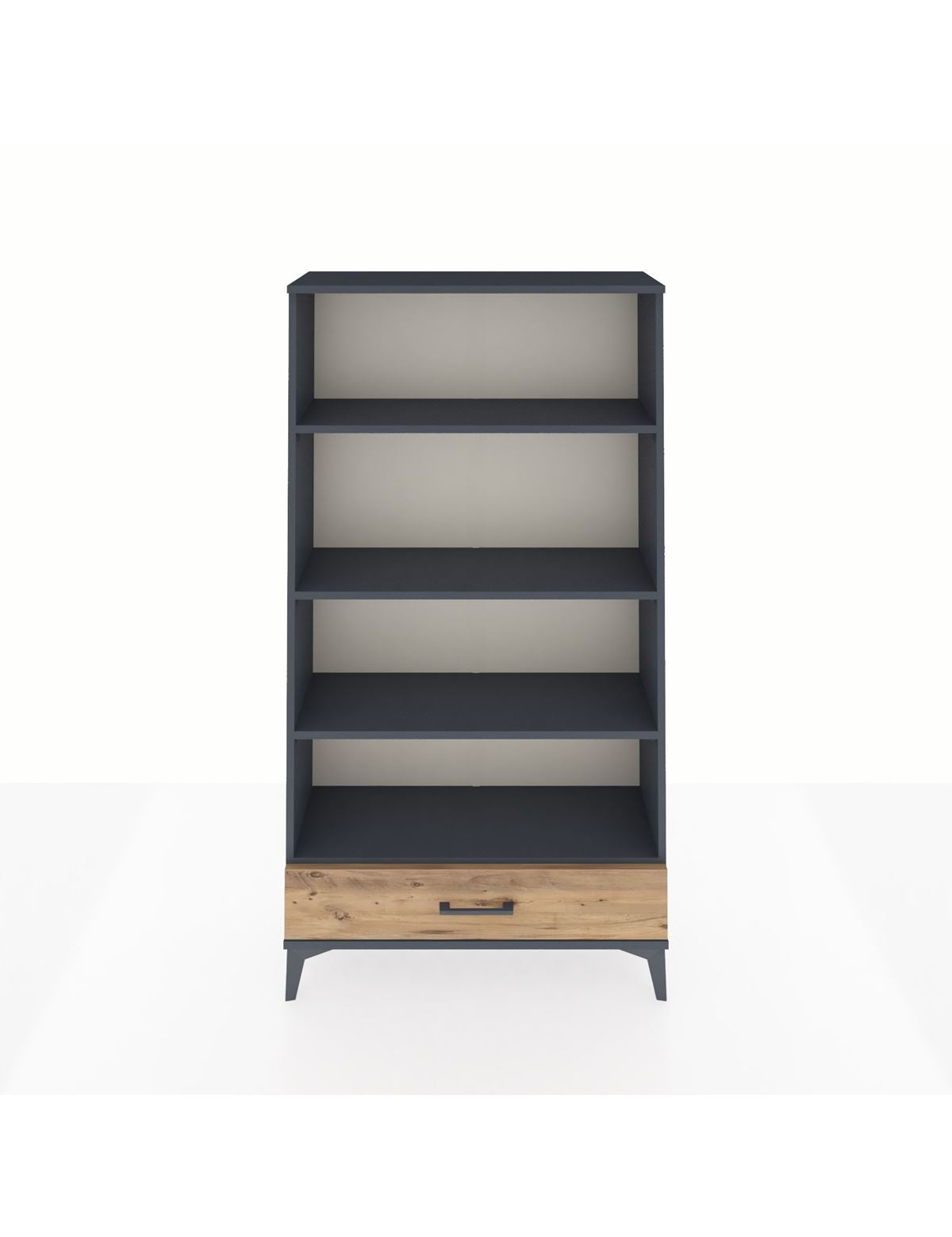 Arges Dolap 4 Raflı Tek Çekmeceli 88x30x163 Antrasit-Çam