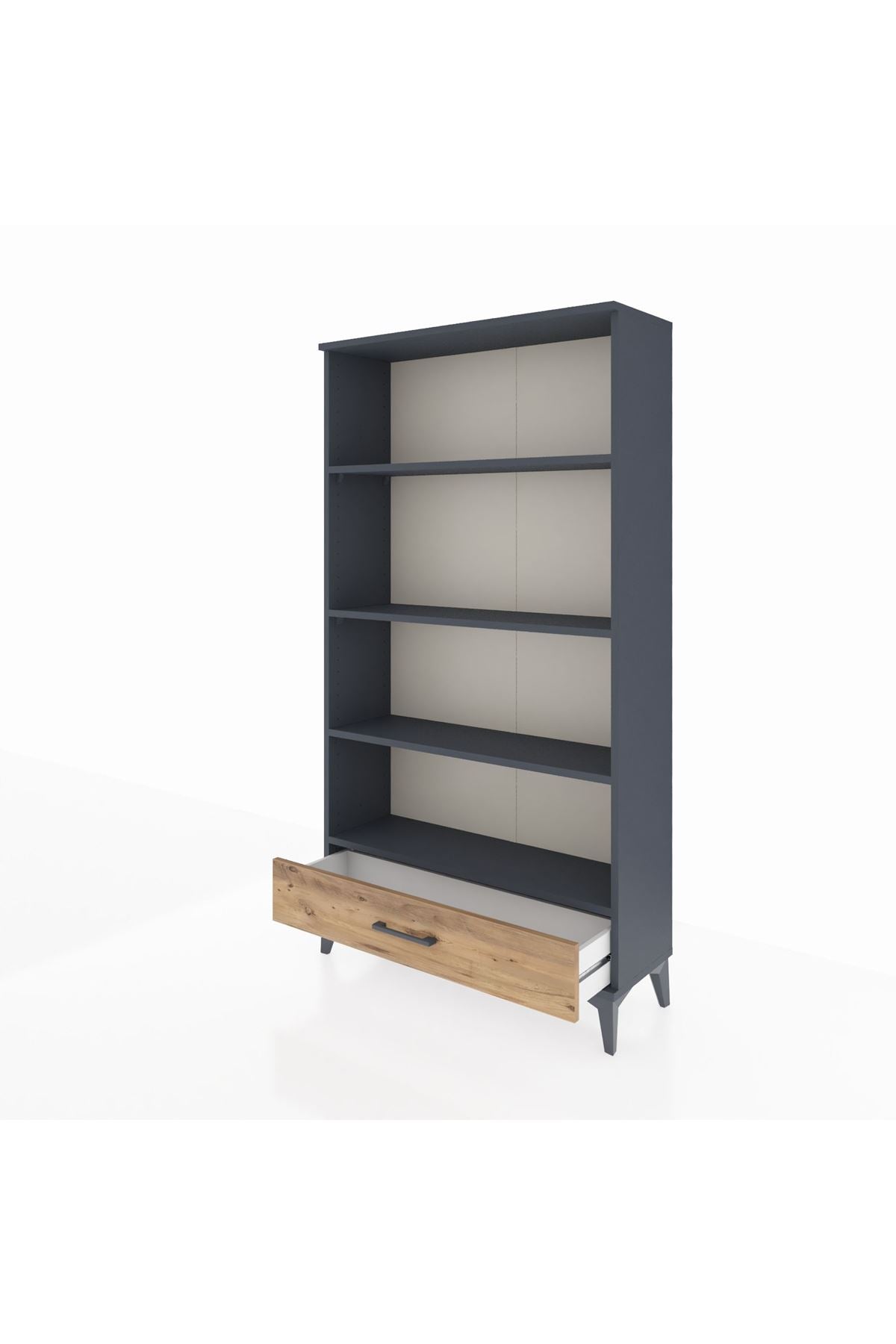 Arges Dolap 4 Raflı Tek Çekmeceli 88x30x163 Antrasit-Çam