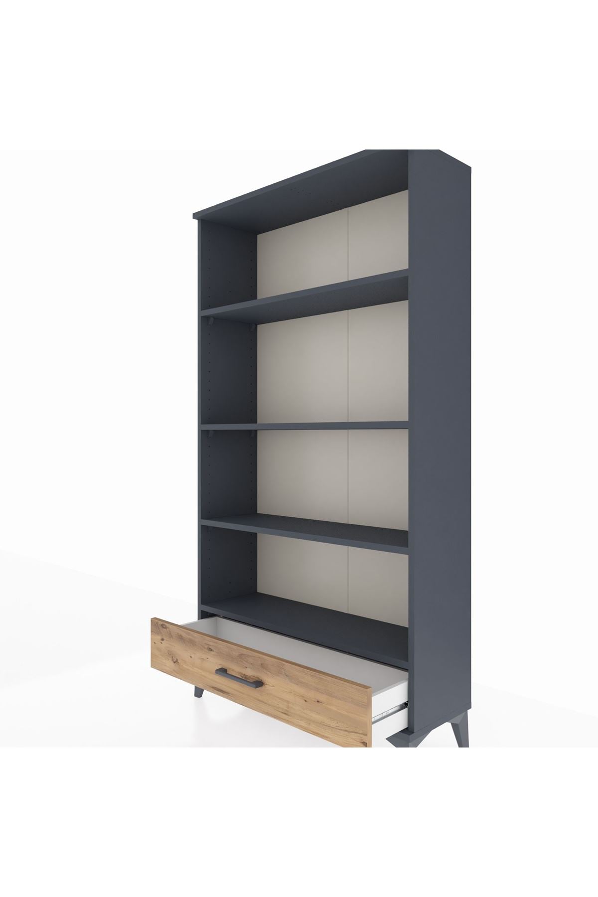 Arges Dolap 4 Raflı Tek Çekmeceli 88x30x163 Antrasit-Çam