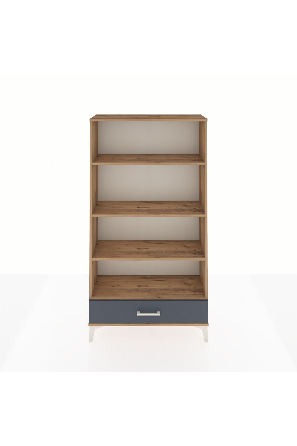 Arges Dolap 4 Raflı Tek Çekmeceli 88x30x163 Çam-Antrasit