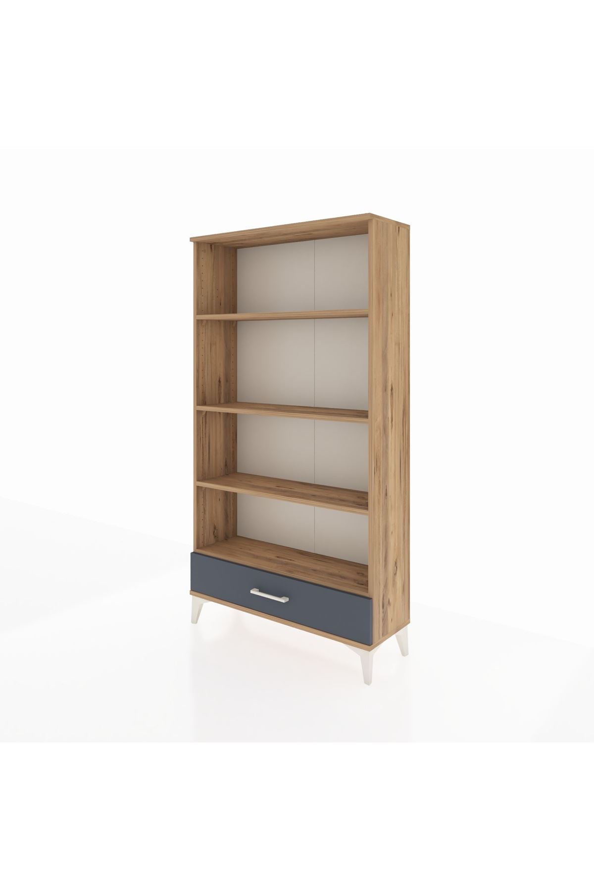 Arges Dolap 4 Raflı Tek Çekmeceli 88x30x163 Çam-Antrasit