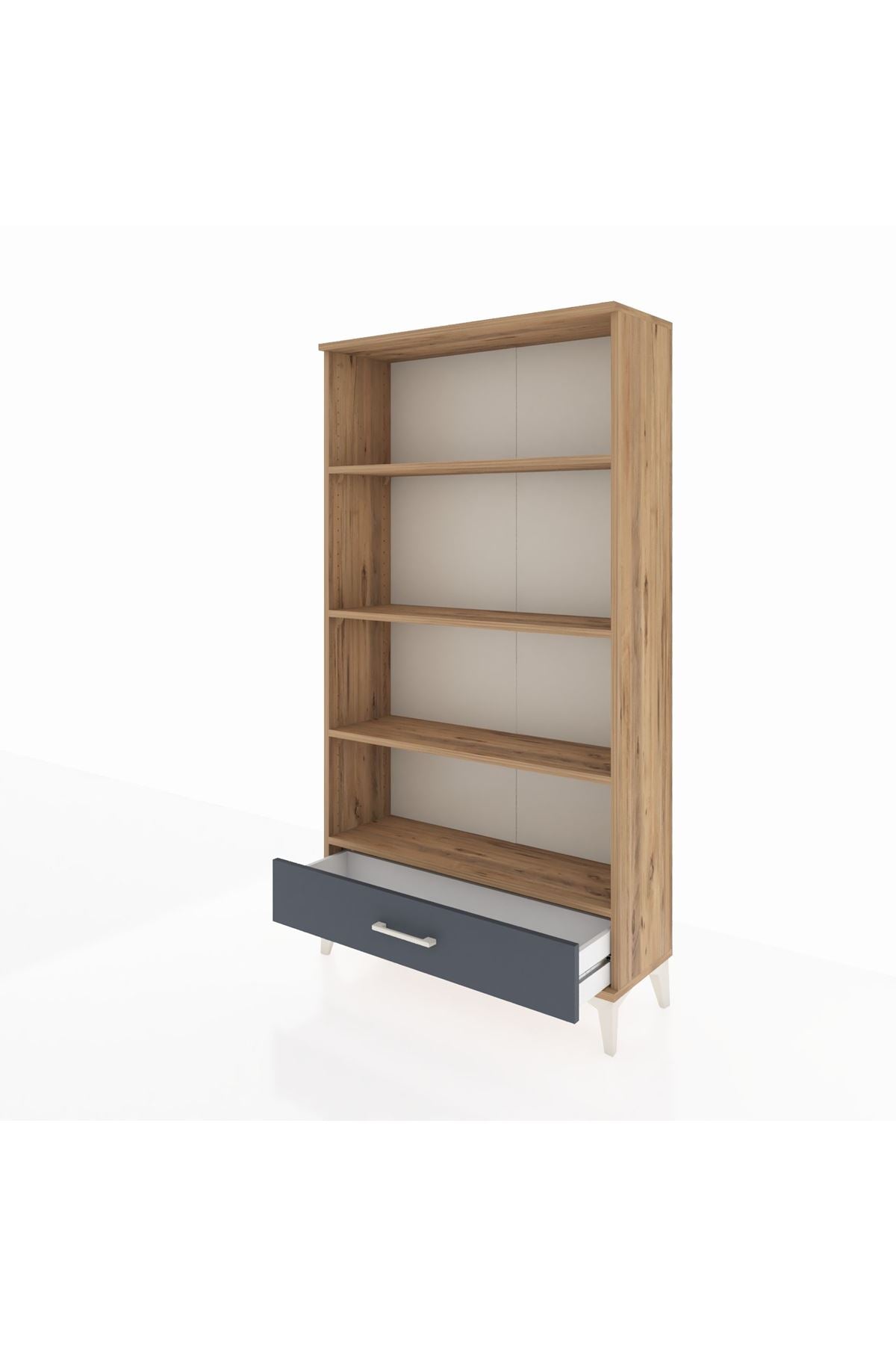 Arges Dolap 4 Raflı Tek Çekmeceli 88x30x163 Çam-Antrasit