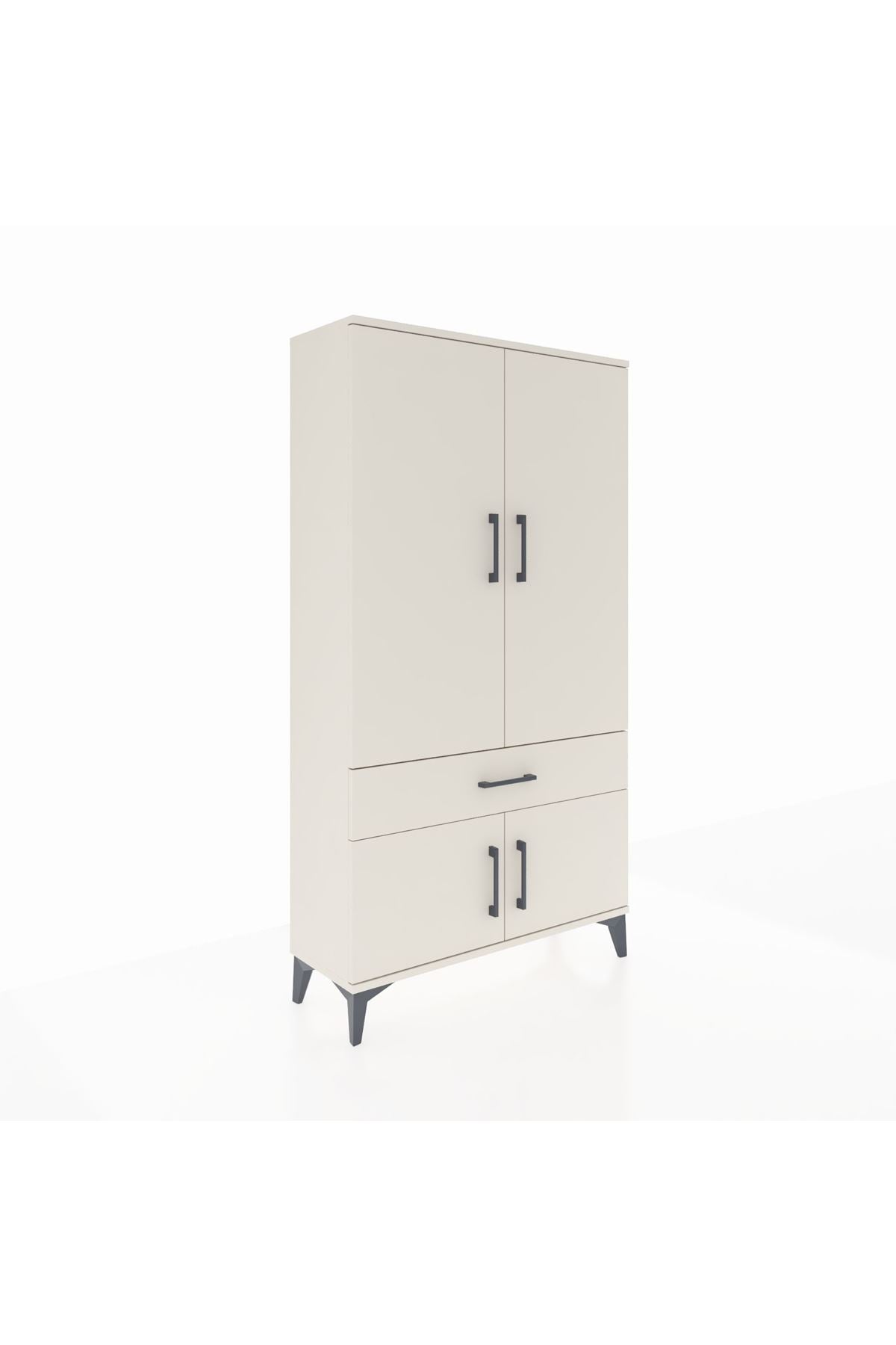 Arges Dolap 3 Raflı Tek Çekmeceli 4 Kapaklı 88x30x163 Aytaşı-Aytaşı