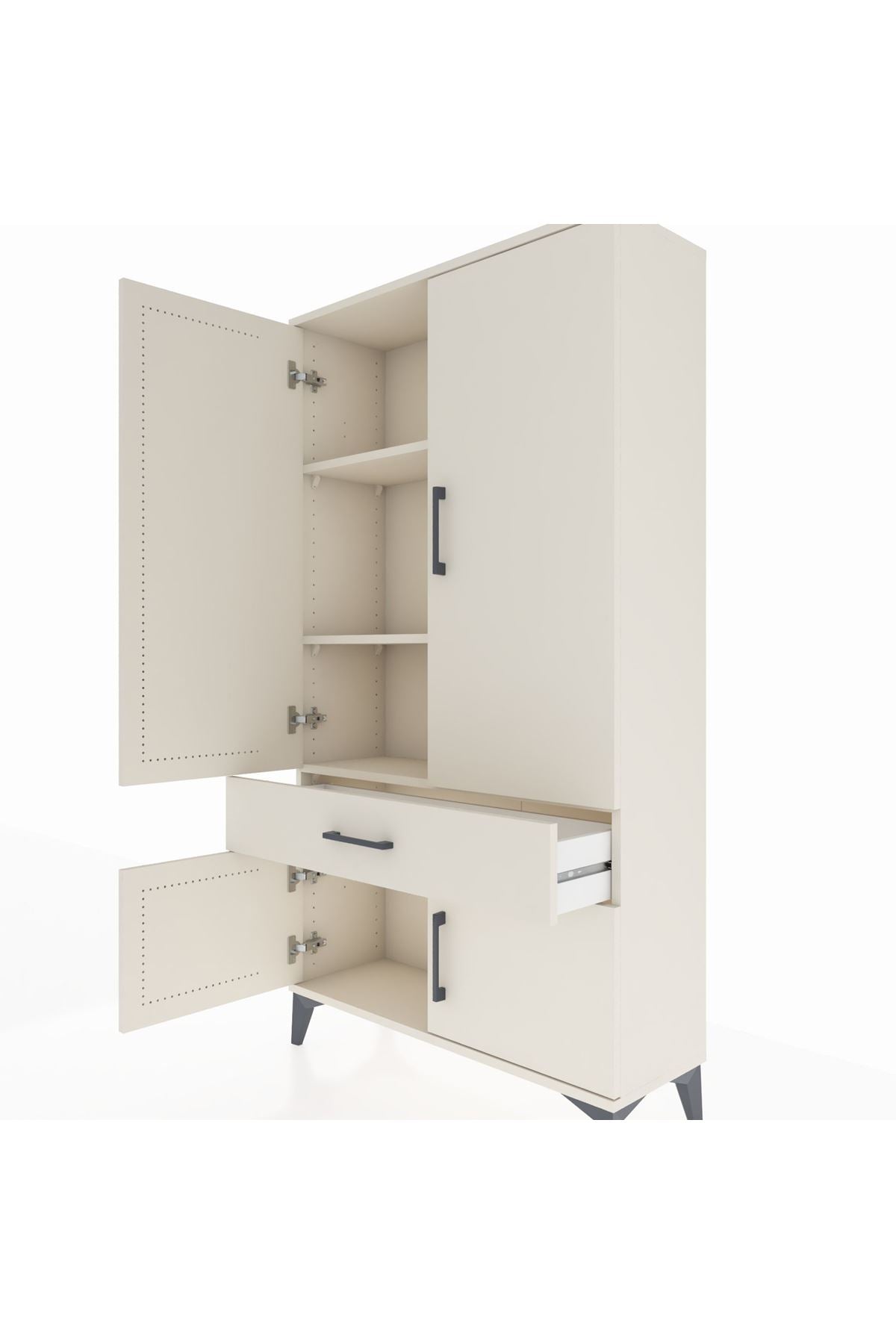 Arges Dolap 3 Raflı Tek Çekmeceli 4 Kapaklı 88x30x163 Aytaşı-Aytaşı