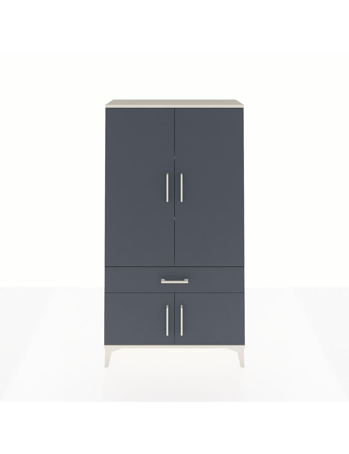 Arges Dolap 3 Raflı Tek Çekmeceli 4 Kapaklı 88x30x163 Aytaşı-Antrasit