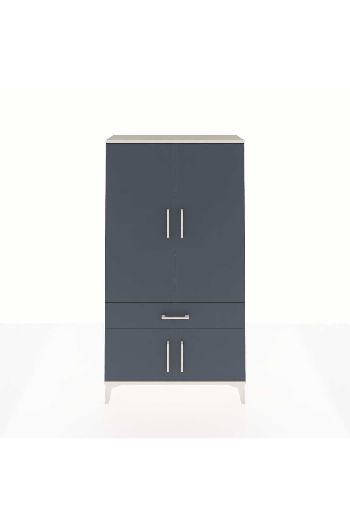 Arges Dolap 3 Raflı Tek Çekmeceli 4 Kapaklı 88x30x163 Aytaşı-Antrasit