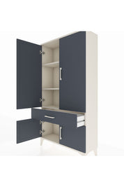 Arges Dolap 3 Raflı Tek Çekmeceli 4 Kapaklı 88x30x163 Aytaşı-Antrasit