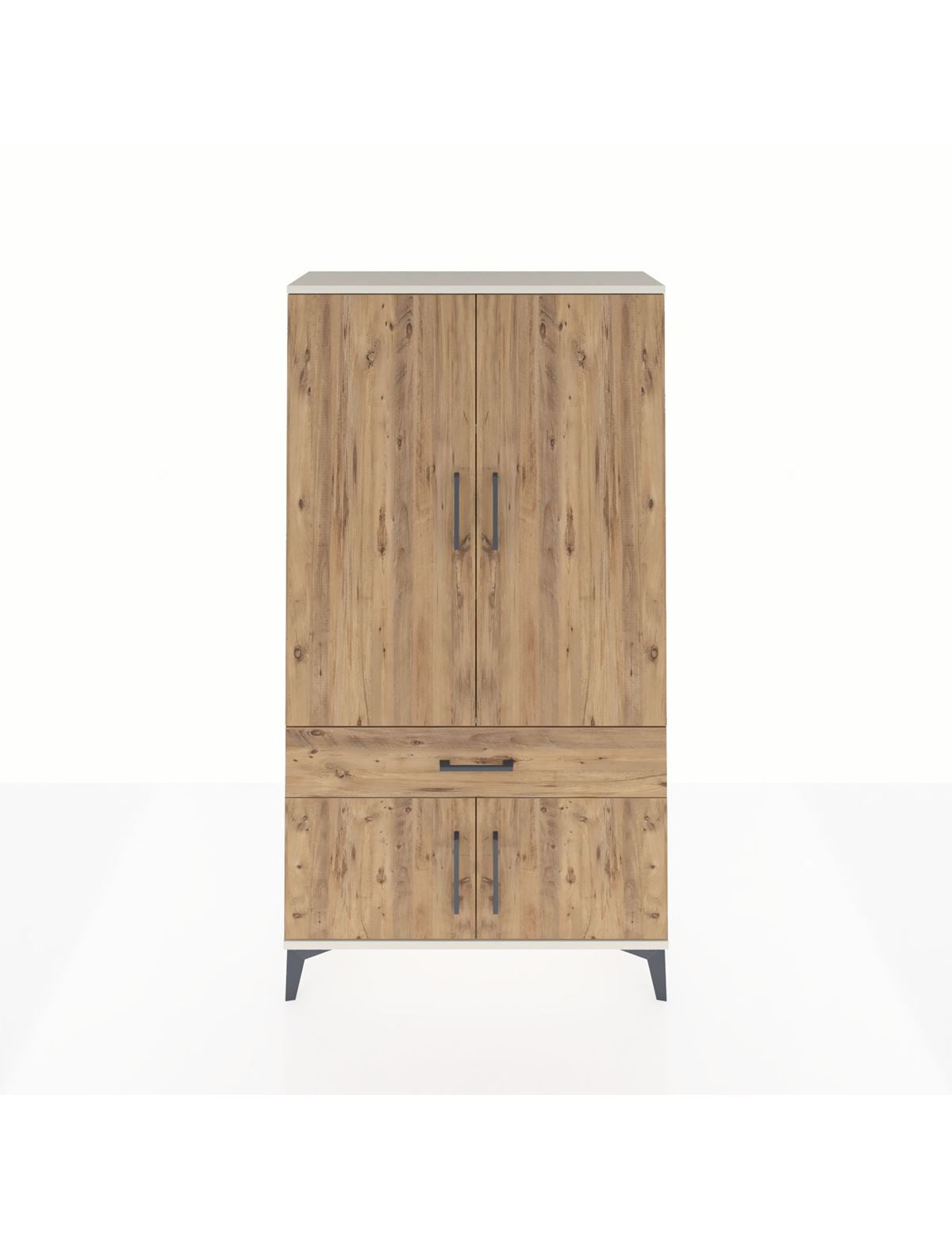 Arges Dolap 3 Raflı Tek Çekmeceli 4 Kapaklı 88x30x163 Aytaşı-Çam