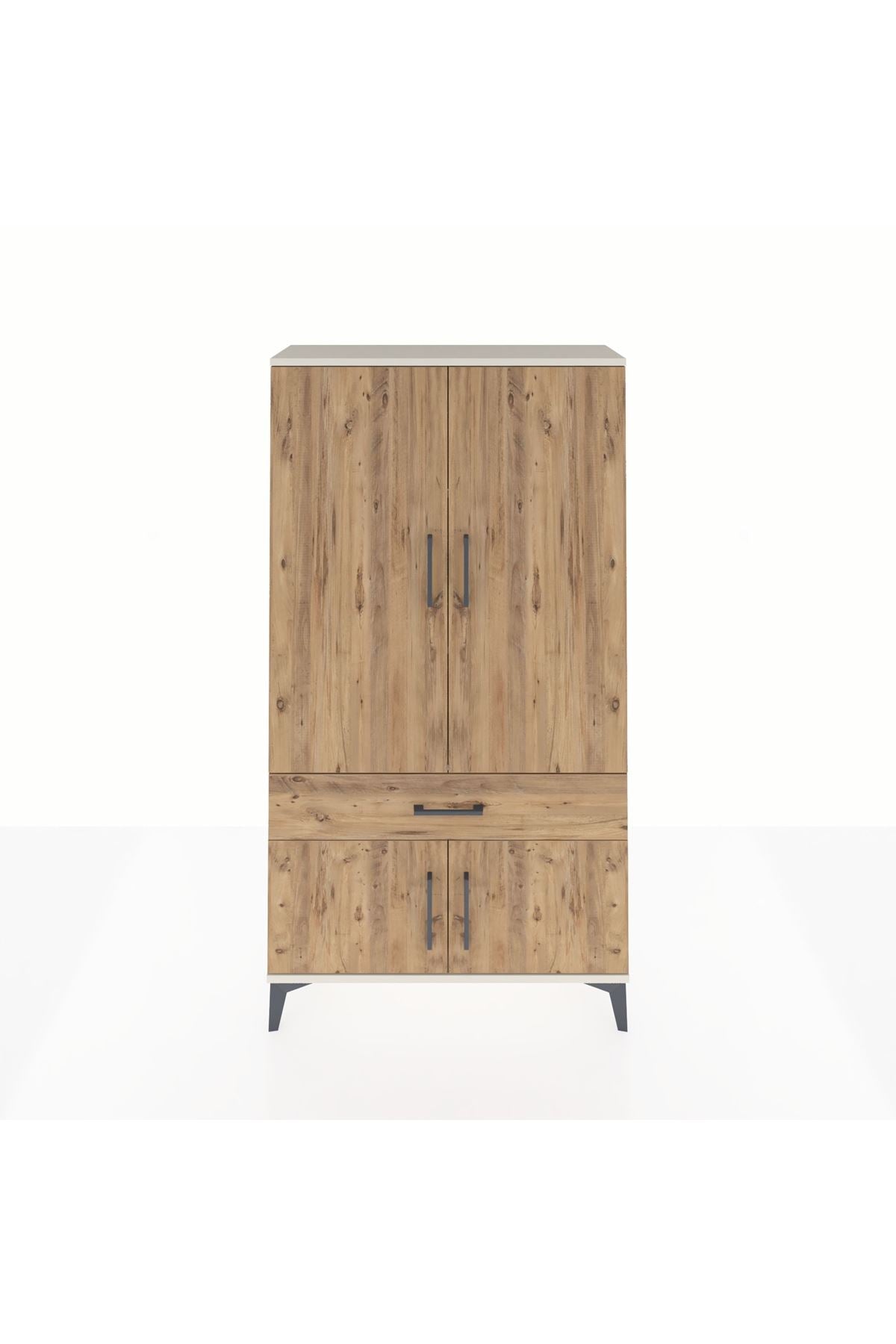 Arges Dolap 3 Raflı Tek Çekmeceli 4 Kapaklı 88x30x163 Aytaşı-Çam