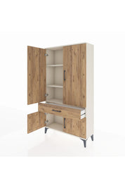 Arges Dolap 3 Raflı Tek Çekmeceli 4 Kapaklı 88x30x163 Aytaşı-Çam