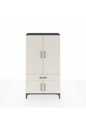 Arges Dolap 3 Raflı Tek Çekmeceli 4 Kapaklı 88x30x163 Antrasit-Aytaşı