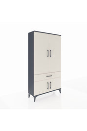 Arges Dolap 3 Raflı Tek Çekmeceli 4 Kapaklı 88x30x163 Antrasit-Aytaşı