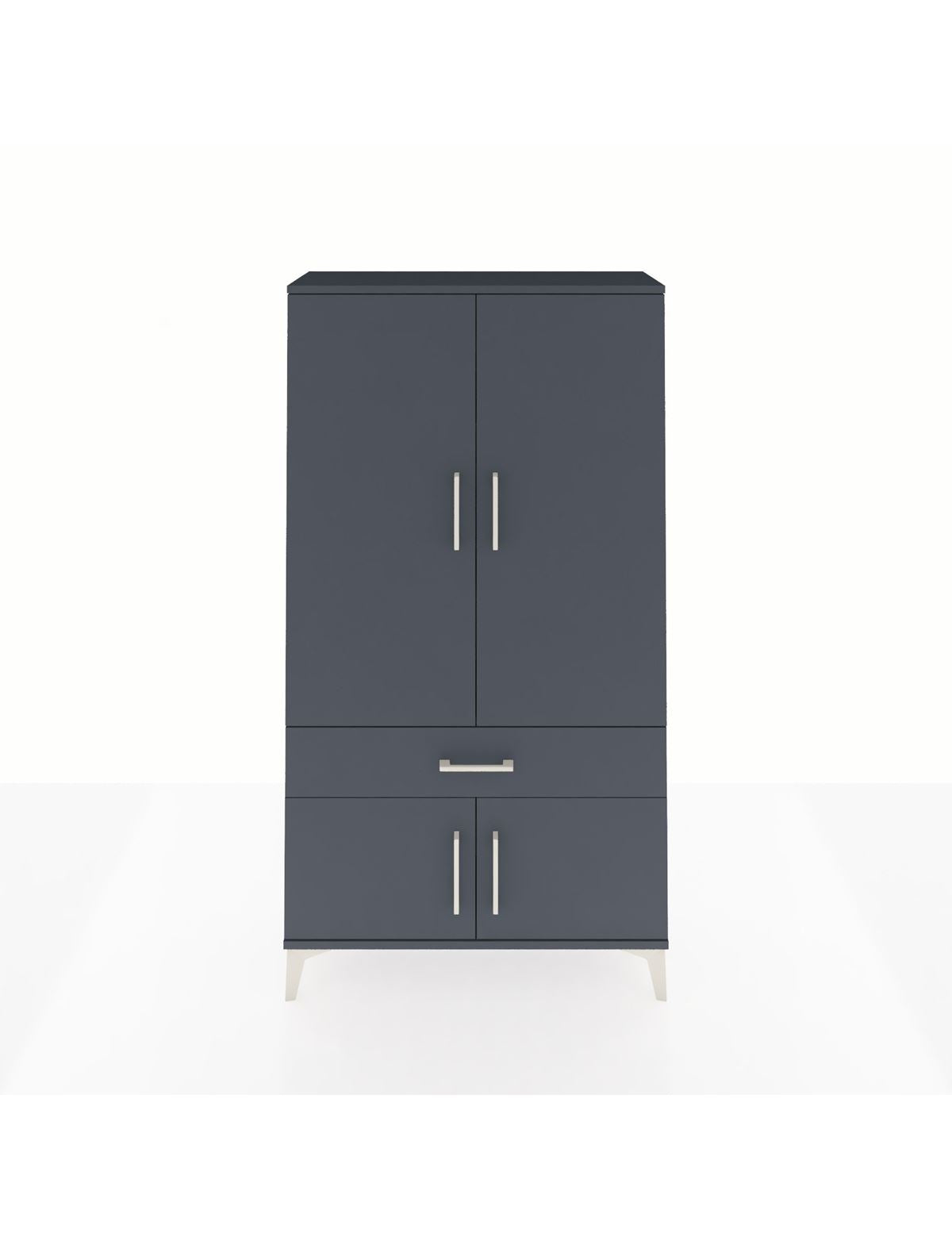 Arges Dolap 3 Raflı Tek Çekmeceli 4 Kapaklı 88x30x163 Antrasit-Antrasit