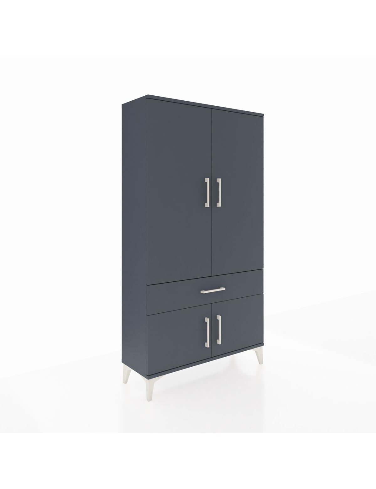 Arges Dolap 3 Raflı Tek Çekmeceli 4 Kapaklı 88x30x163 Antrasit-Antrasit