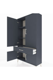 Arges Dolap 3 Raflı Tek Çekmeceli 4 Kapaklı 88x30x163 Antrasit-Antrasit