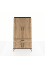 Arges Dolap 3 Raflı Tek Çekmeceli 4 Kapaklı 88x30x163 Antrasit-Çam