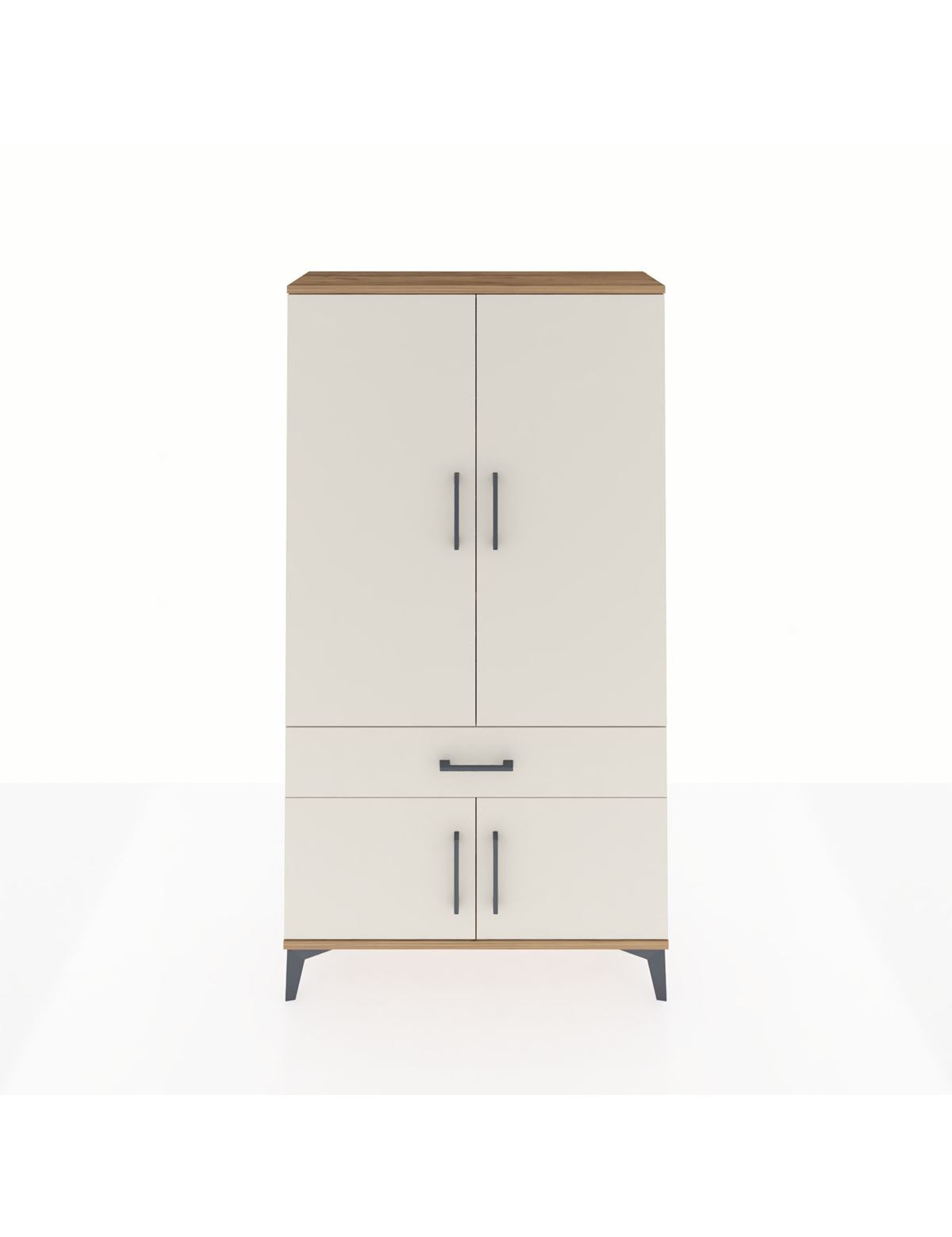 Arges Dolap 3 Raflı Tek Çekmeceli 4 Kapaklı 88x30x163 Çam-Aytaşı