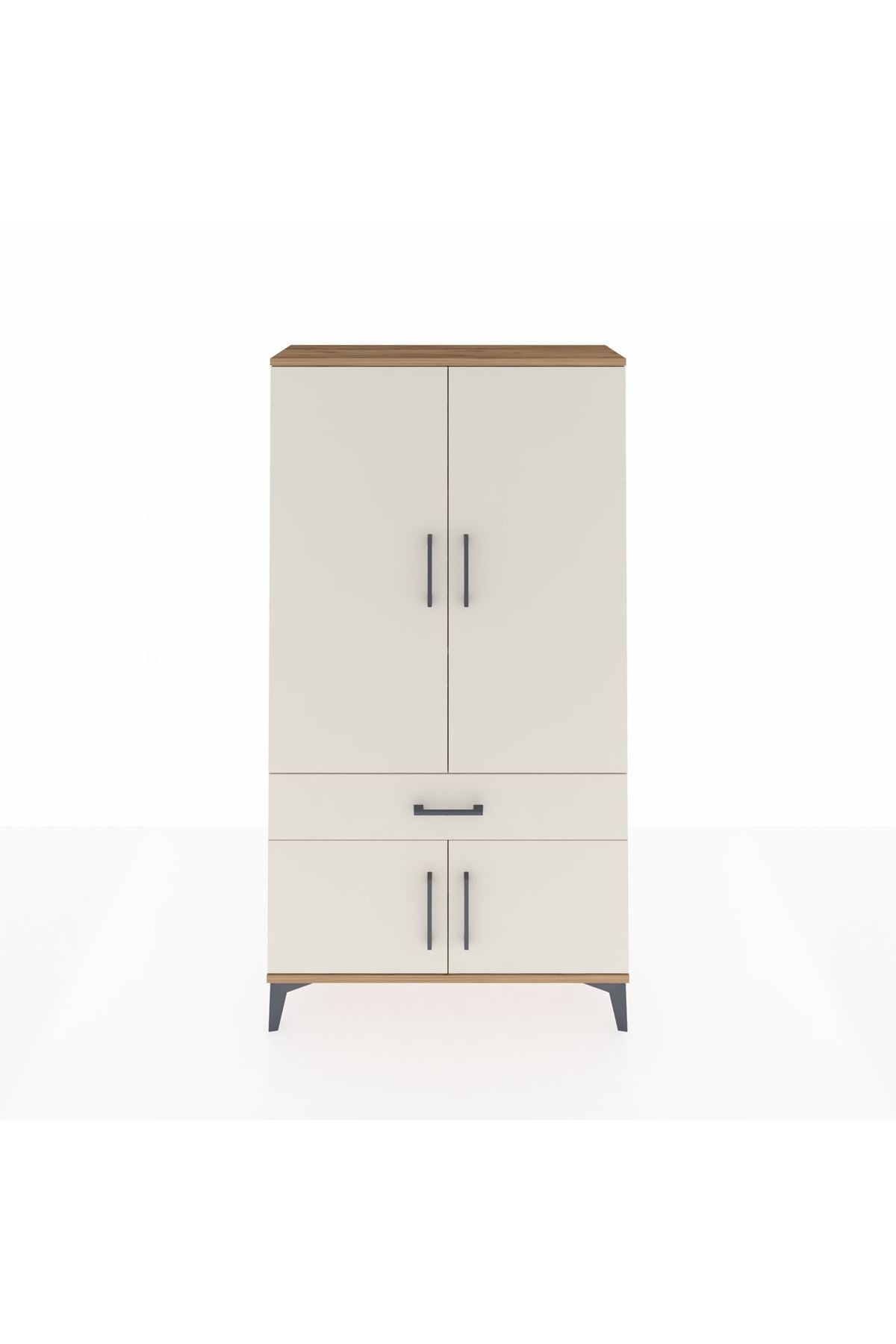 Arges Dolap 3 Raflı Tek Çekmeceli 4 Kapaklı 88x30x163 Çam-Aytaşı