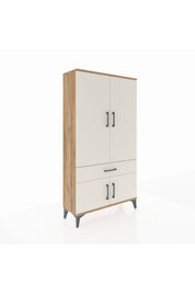 Arges Dolap 3 Raflı Tek Çekmeceli 4 Kapaklı 88x30x163 Çam-Aytaşı