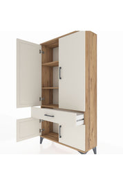 Arges Dolap 3 Raflı Tek Çekmeceli 4 Kapaklı 88x30x163 Çam-Aytaşı