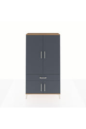 Arges Dolap 3 Raflı Tek Çekmeceli 4 Kapaklı 88x30x163 Çam-Antrasit