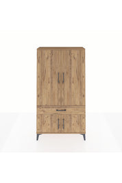 Arges Dolap 3 Raflı Tek Çekmeceli 4 Kapaklı 88x30x163 Çam-Çam