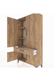 Arges Dolap 3 Raflı Tek Çekmeceli 4 Kapaklı 88x30x163 Çam-Çam