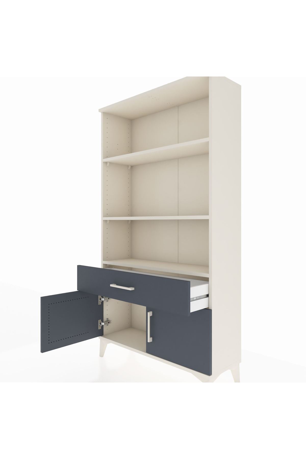 Arges Dolap 3 Raflı Tek Çekmeceli 2 Kapaklı 88x30x163 Aytaşı-Antrasit