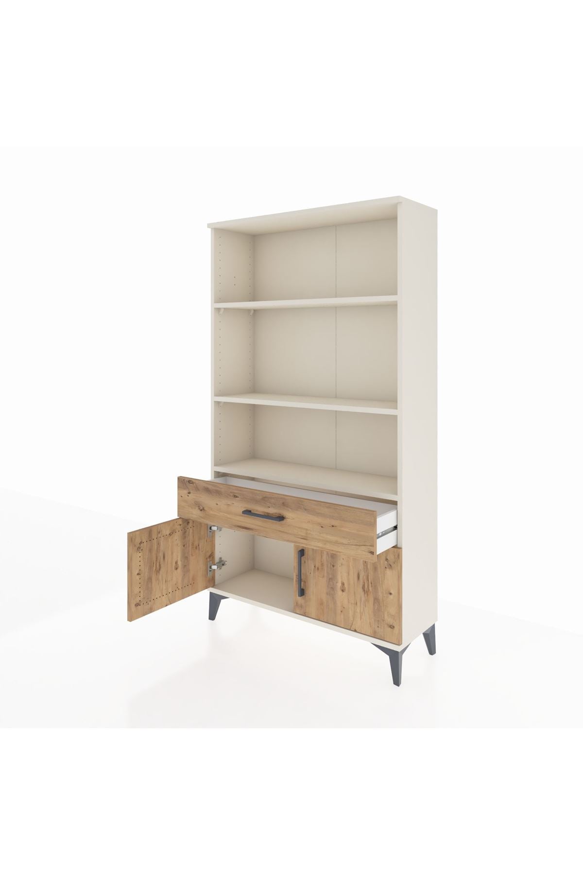 Arges Dolap 3 Raflı Tek Çekmeceli 2 Kapaklı 88x30x163 Aytaşı-Çam