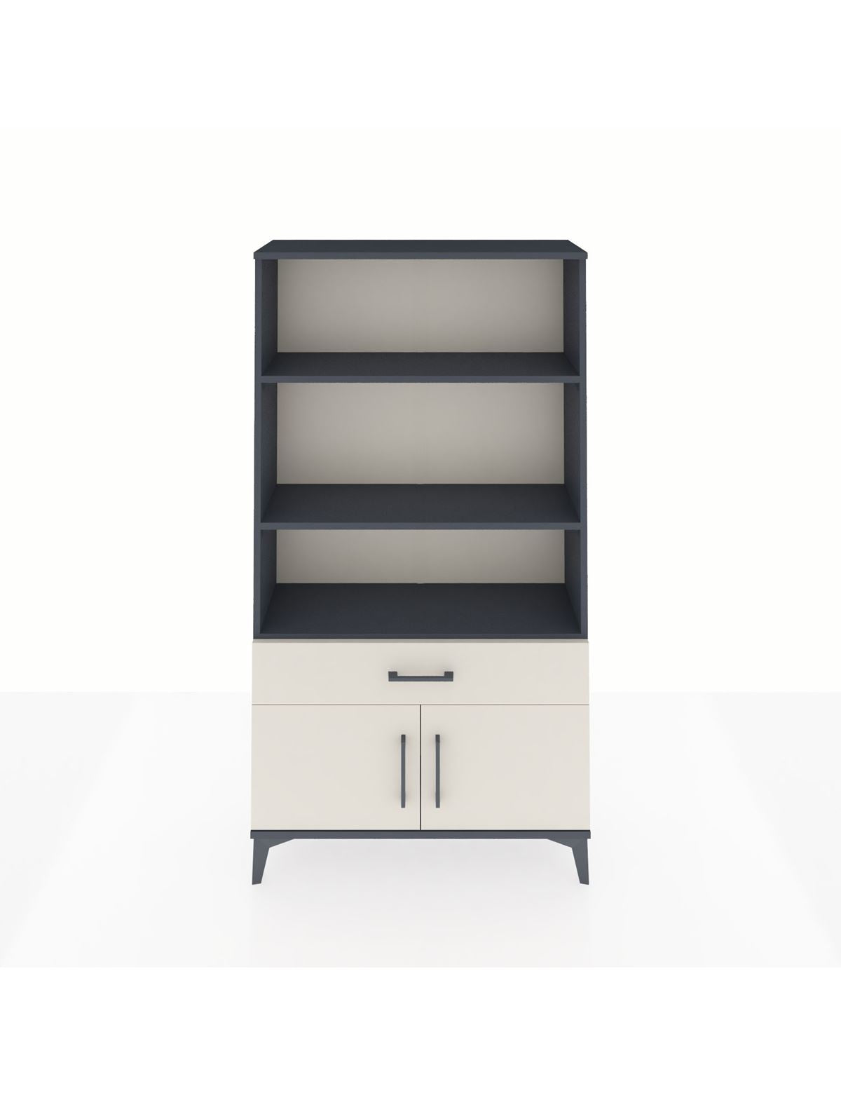 Arges Dolap 3 Raflı Tek Çekmeceli 2 Kapaklı 88x30x163 Antrasit-Aytaşı