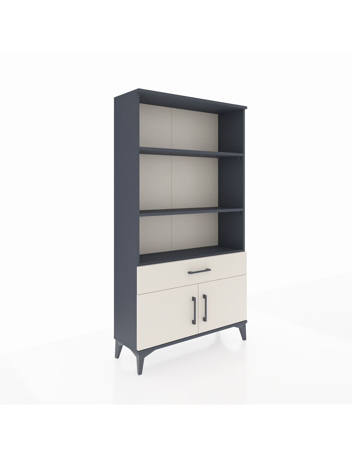 Arges Dolap 3 Raflı Tek Çekmeceli 2 Kapaklı 88x30x163 Antrasit-Aytaşı