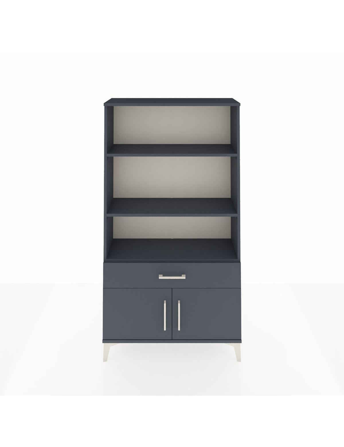 Arges Dolap 3 Raflı Tek Çekmeceli 2 Kapaklı 88x30x163 Antrasit-Antrasit