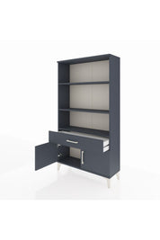 Arges Dolap 3 Raflı Tek Çekmeceli 2 Kapaklı 88x30x163 Antrasit-Antrasit