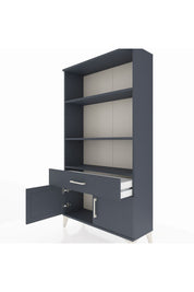 Arges Dolap 3 Raflı Tek Çekmeceli 2 Kapaklı 88x30x163 Antrasit-Antrasit