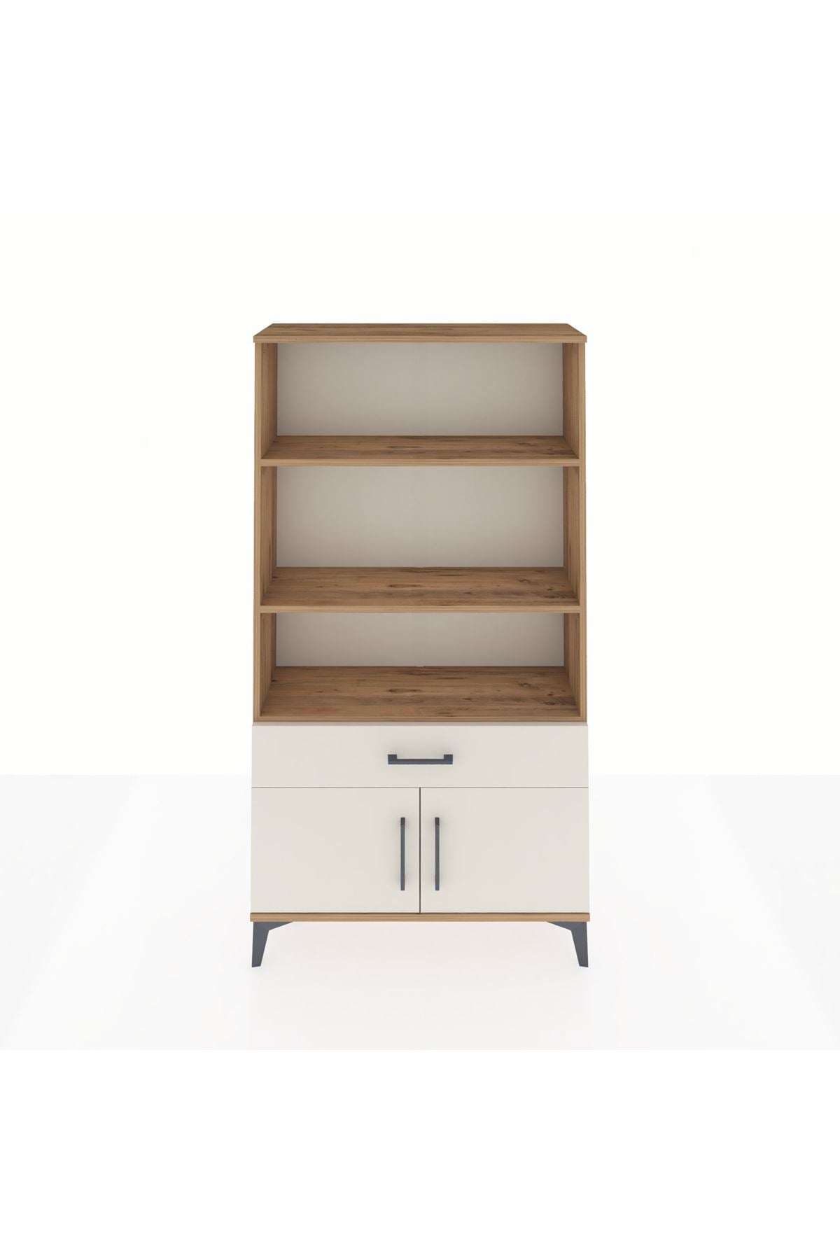 Arges Dolap 3 Raflı Tek Çekmeceli 2 Kapaklı 88x30x163 Çam-Aytaşı