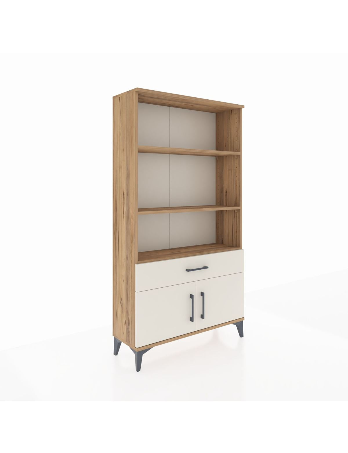 Arges Dolap 3 Raflı Tek Çekmeceli 2 Kapaklı 88x30x163 Çam-Aytaşı