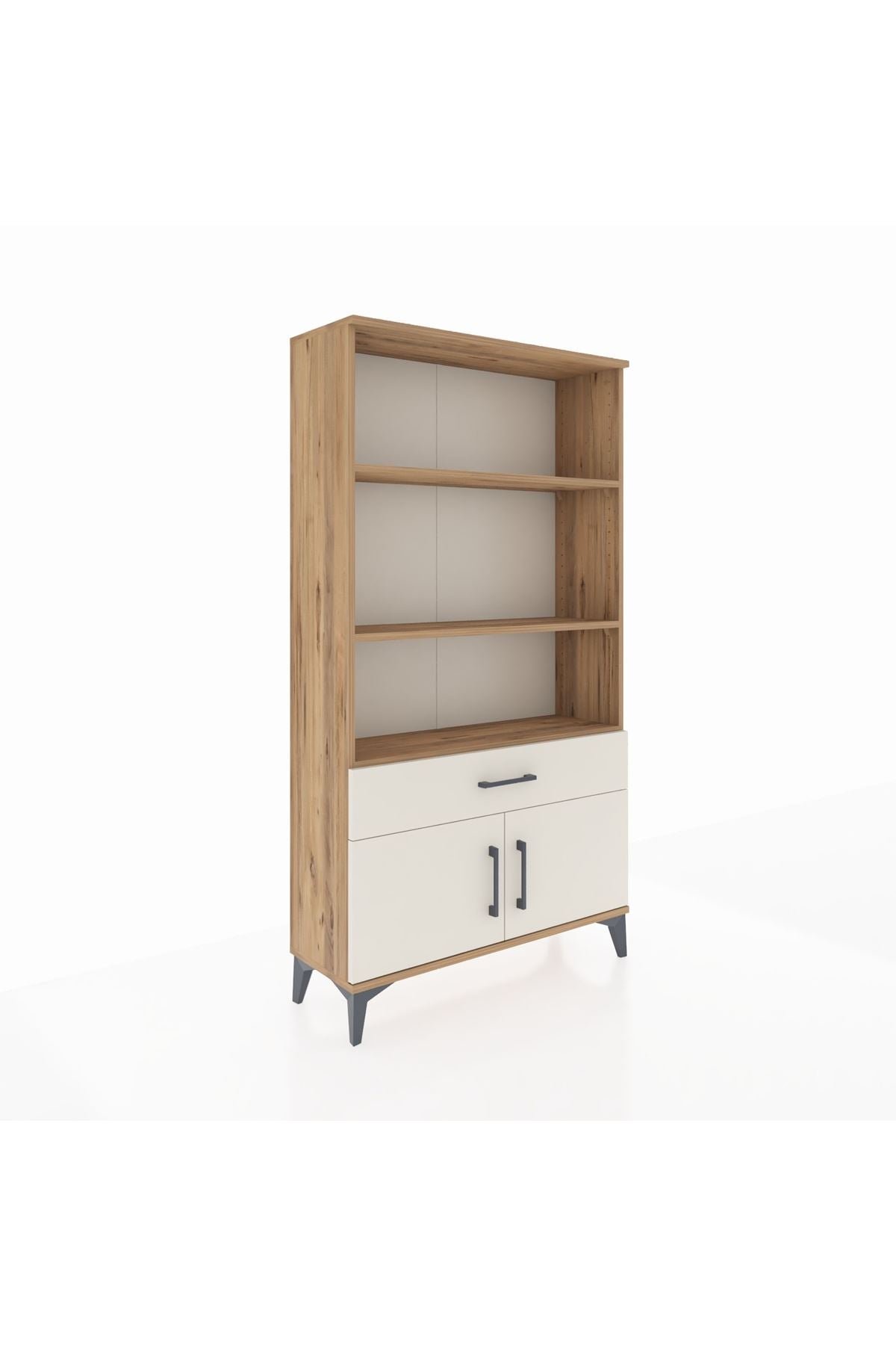 Arges Dolap 3 Raflı Tek Çekmeceli 2 Kapaklı 88x30x163 Çam-Aytaşı