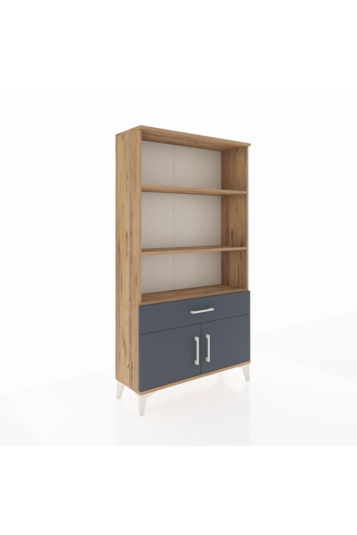 Arges Dolap 3 Raflı Tek Çekmeceli 2 Kapaklı 88x30x163 Çam-Antrasit